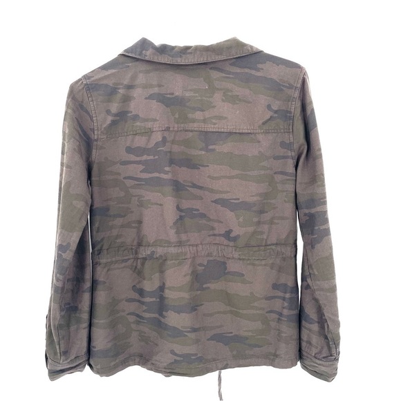 Sanctuary Anthropologie Camo Pockets Cinched Tie Waist Roll Tab Sleeve Jacket - Picture 4 of 6
